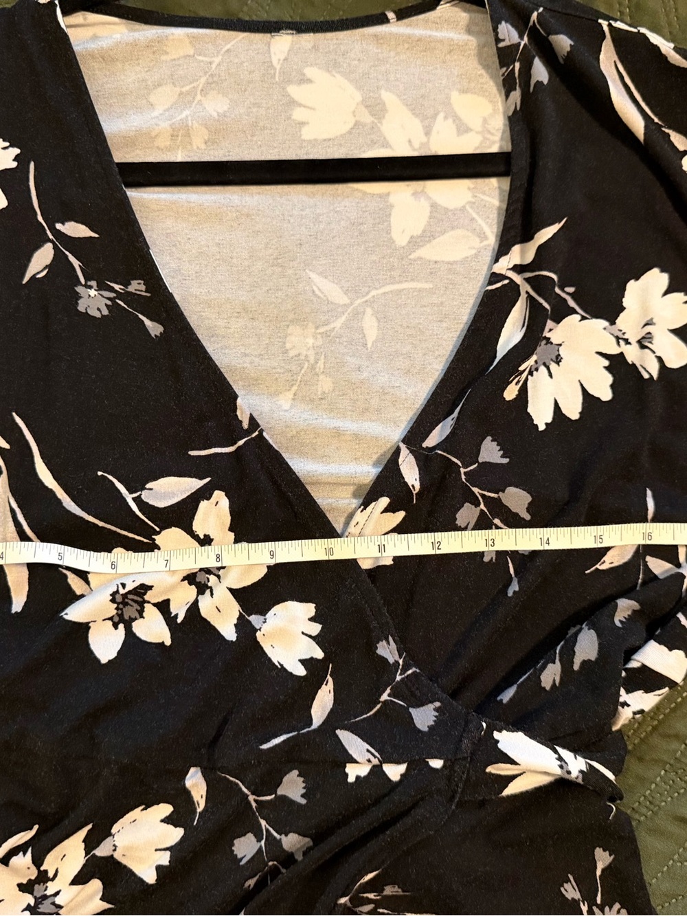 Old Navy Black White Floral True Wrap Front Midi Dress L - Picture 3 of 6